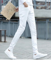 Trendy Men New Metrosexual Pattern & White Skinny Jeans Men's Korean-style Slim Fit Casual Pants Men