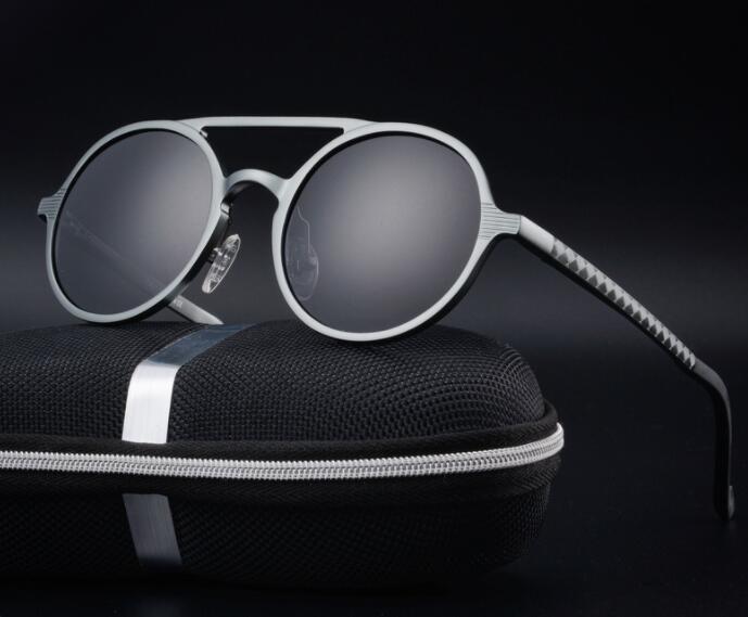 Retro Aluminum Magnesium Sunglasses Polarized Lens Vintage Eyewear Accessories Sun Glasses Driving Men Round Sunglasses