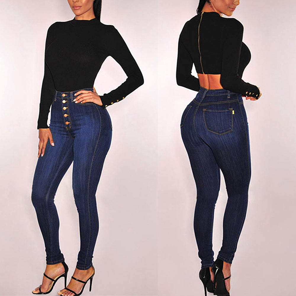 Autumn high selling ladies jeans waist sexy female skinny jean