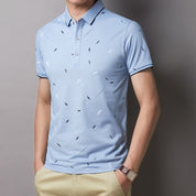 Summer Men's Business Feather Print Polo Shirt