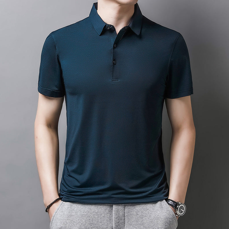 Chu Casual Lapel T-shirt Golf Sport Striped Top