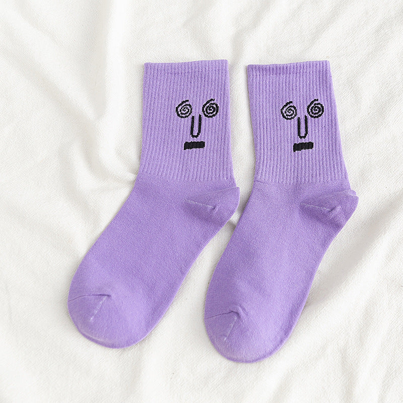 Funny expression jacquard socks