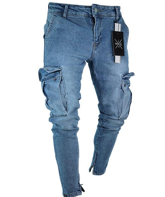 Cargo Hole Denim Jeans Men