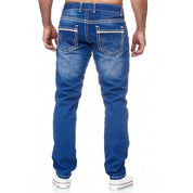 Men Jeans With Pockets Straight Pants Business Casual Daily Streetwear Trousers Men's Clothing