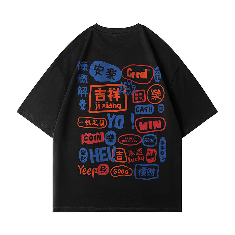 Men Manga Graphic Cotton Harajuku Graffiti Tees Fashion Tops T-shirt