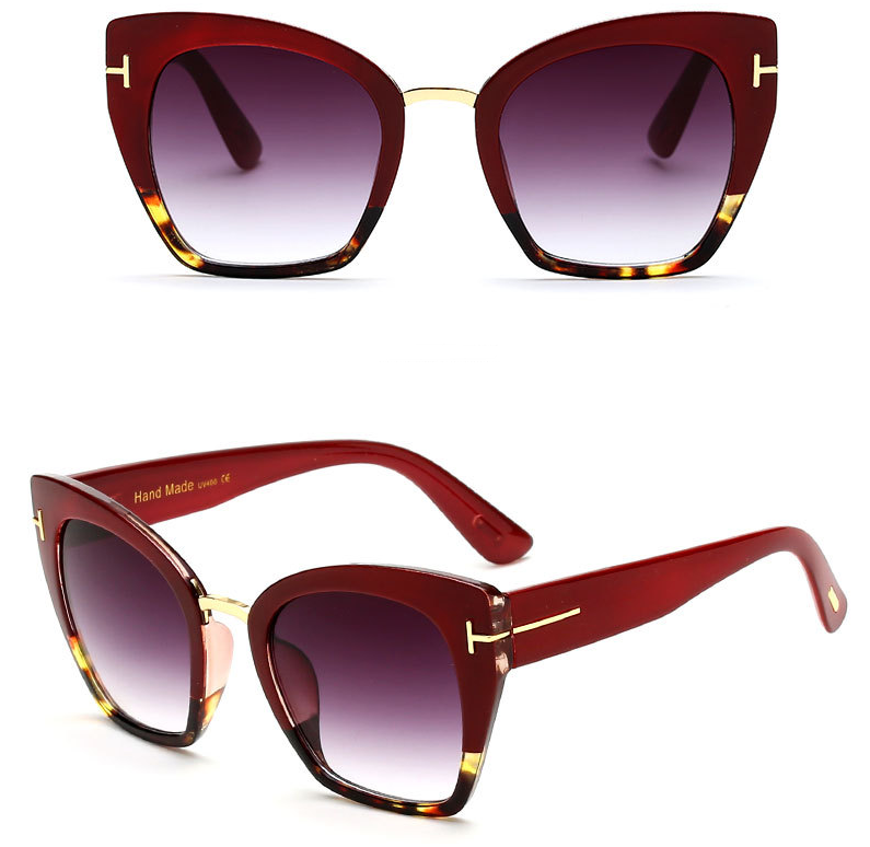 New Brand Fashion Designer Cat Eye Sunglasses Sun Glasses Size Vintage Oversize Female Gradient Points