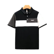 Trend Stitching Contrast Color Polo Shirt Men's Short Sleeves