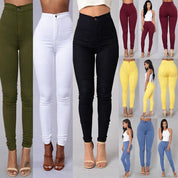 Aliexpress wish Amazon explosion Leggings thin waist stretch pencil pants tight candy colored jeans