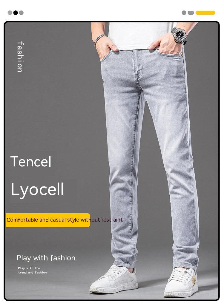 Youth Autumn Men's Tencel Cotton Slim Fit Pants Jeans