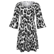 V-neck print leopard print dress