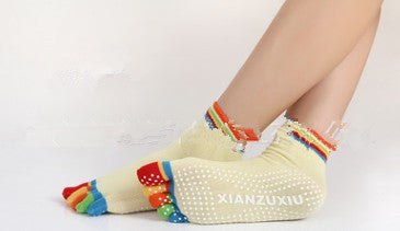 Slip Yoga Socks 5 Toes Socks Letter Print Massage Exercise Short Tube High-quality Cotton Socks