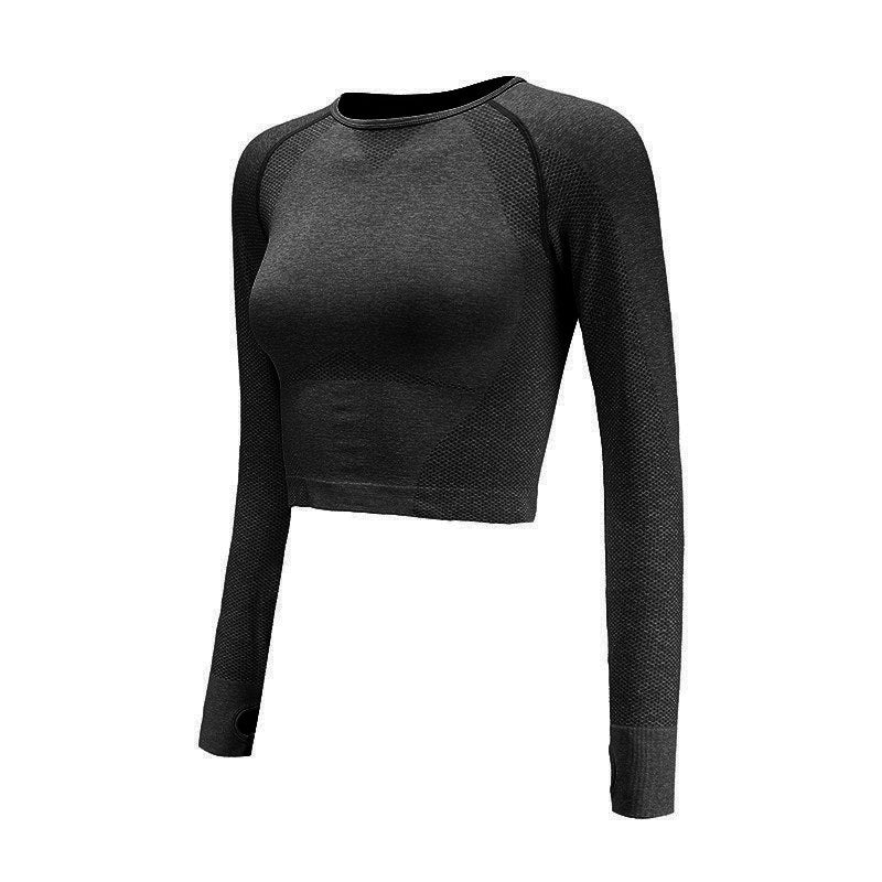Seamless Yoga Shirts For Women Vital Seamless Long Sleeve Crop Top Thumb Hole Fitted Gym Top Shirts Workout Running Clothes