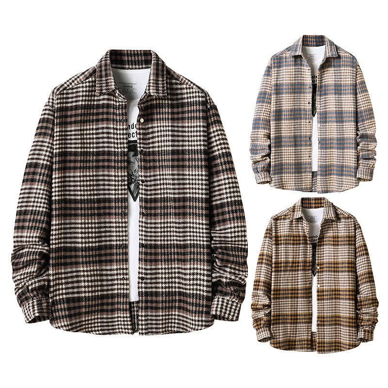 Flannel Thick Plaid Shirt Men's Style Jacket Lining