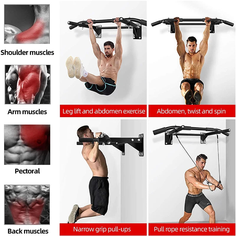Wall Mounted Horizontal Bar Heavy Duty Chin Up Bars For Home Gym Pull Up Fitness Training Back Core Strength Workout Equipments