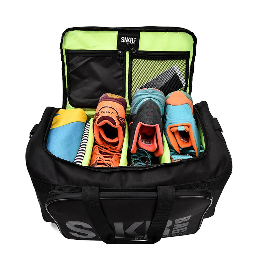 Large Multiple Compartment Sport Training Gym Bags Men Sneaker Gym Bag Shoes Packing Cube Organizer Waterproof Shoulder Bag SNKR