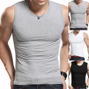 Men Tank Tops Solid Color Sleeveless Round Neck Vest Fitness Tank Top Undershirt Men's Top Men's Clothing T-Shirt
