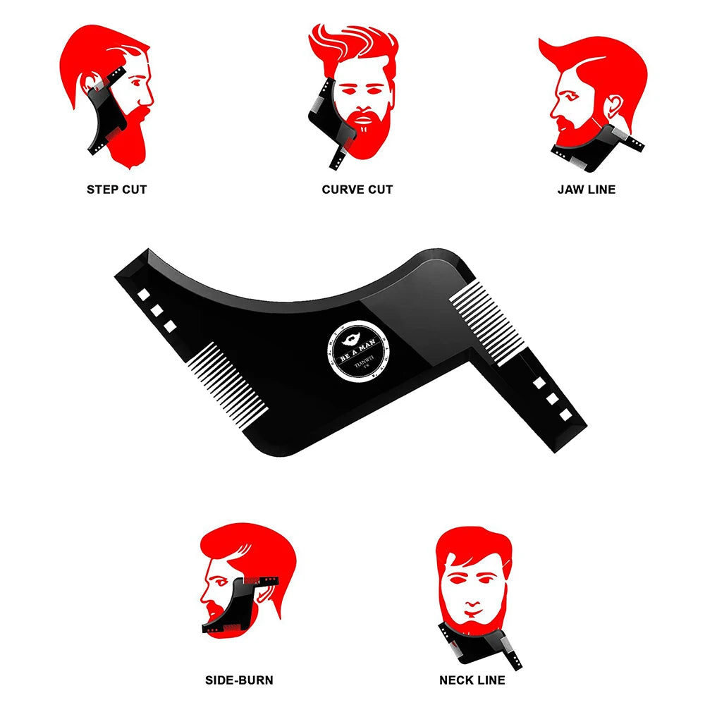 New Fashion Beard Styling Shaping Template Comb New Barber Tool Symmetry Trimming Shaper Stencil 3 Colors Optional