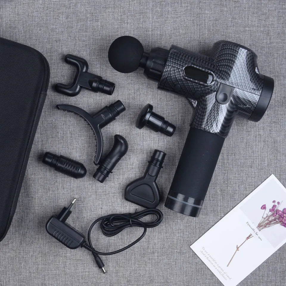 7 Heads LCD Touch 30 Speed High Frequency Massage Gun Muscle Relax Body Relaxation Electric Massager Therapy