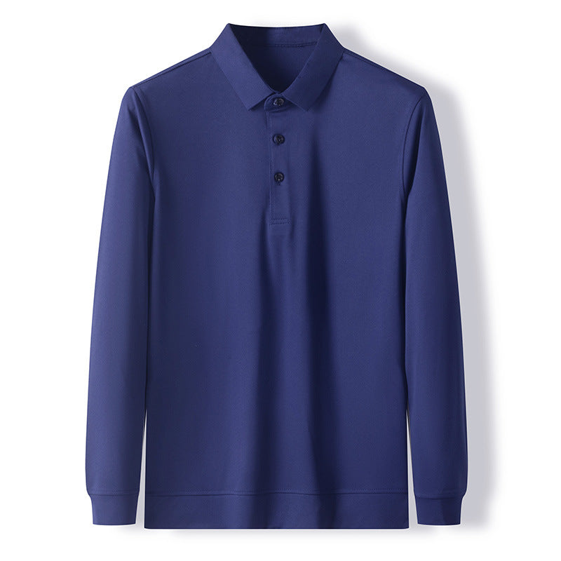 Men's Fashion Casual Polo Collar Breathable Long Sleeves T-shirt