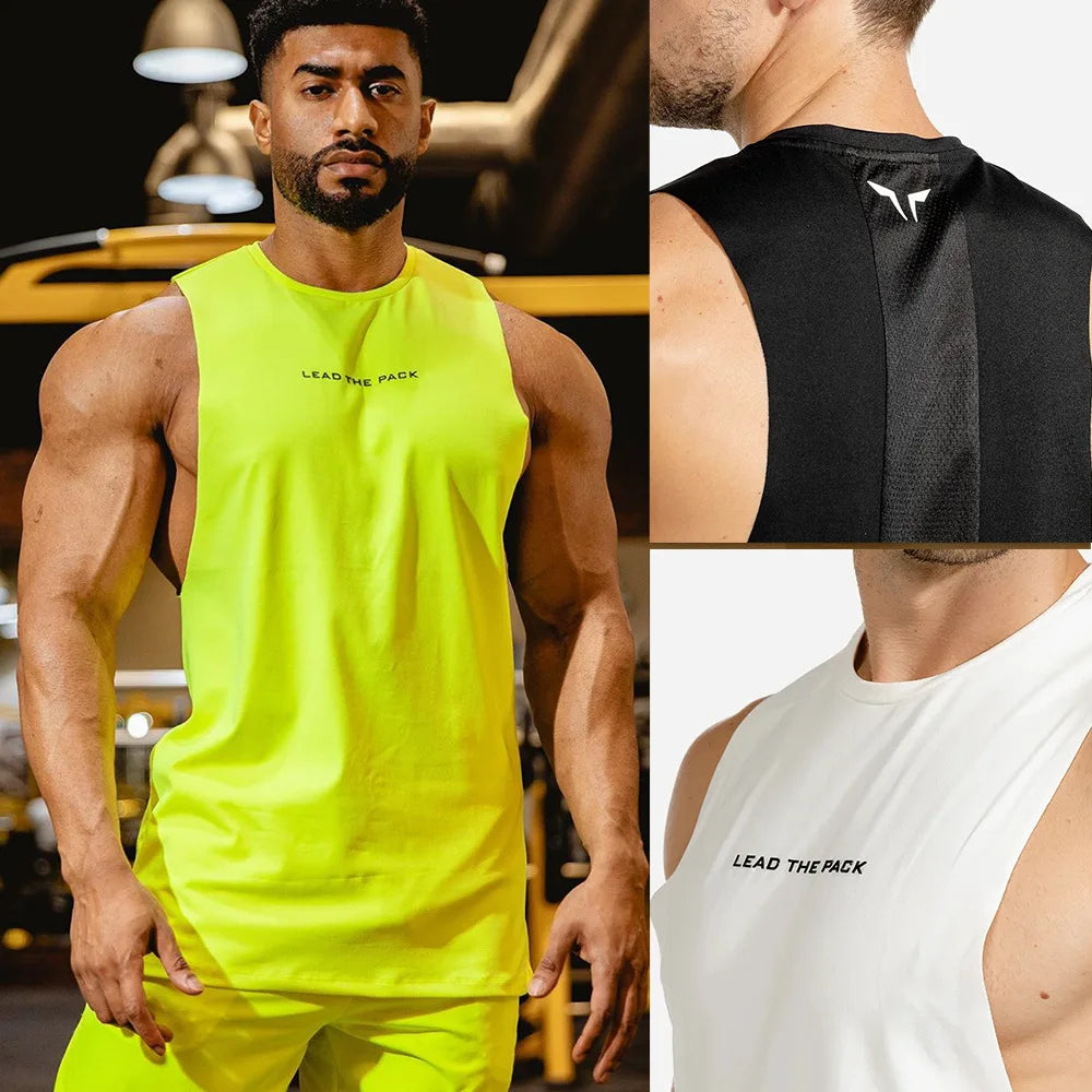 2023 New brand Bodybuilding Men Tank Tops Gym Fitness Workout Quick dry Sleeveless shirt Man Summer fashion Jogging Casual  Vest