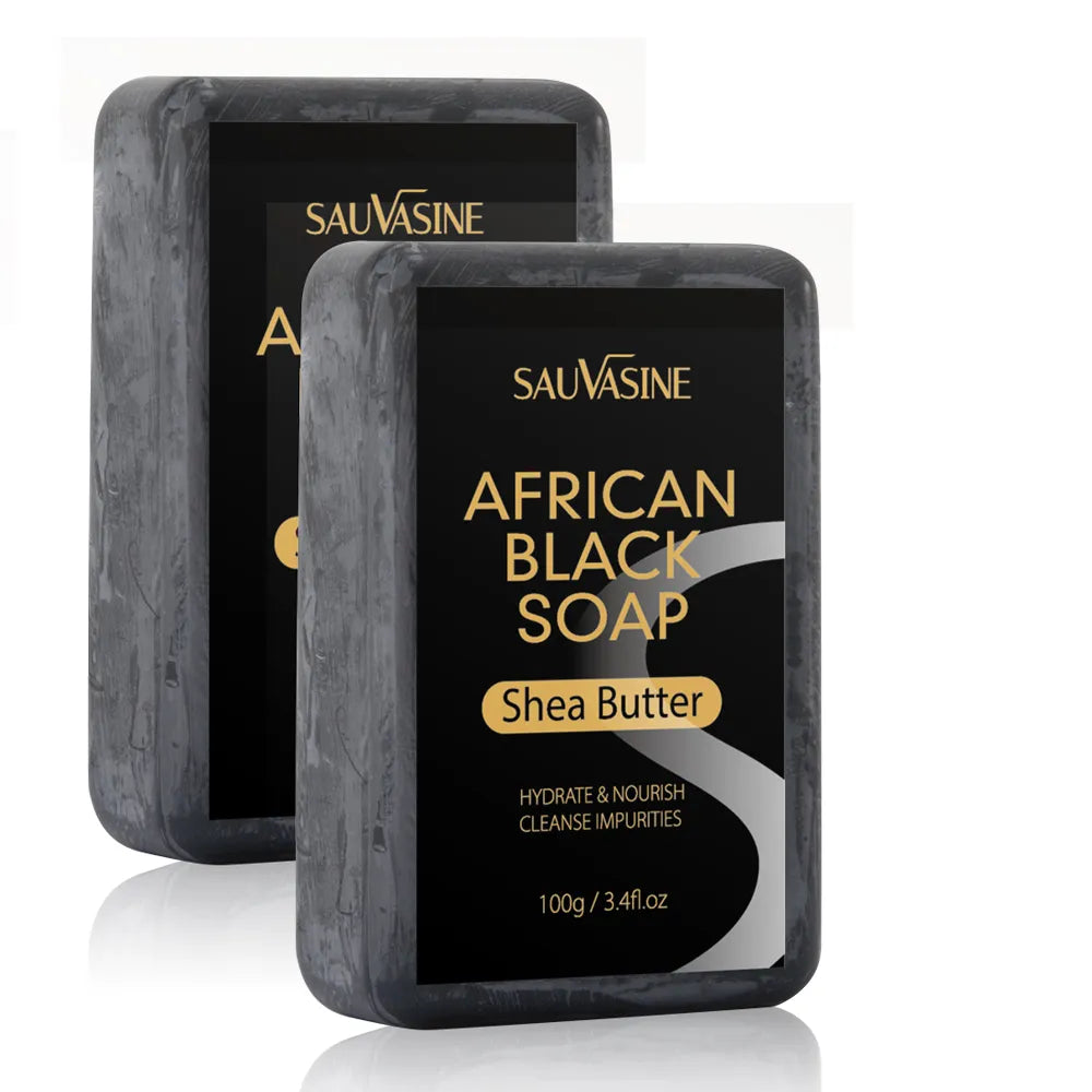 100g AFRICAN BLACK SOAP Shea Butter Bar Moisturizing Acne Treatment Cleanser for Clear Skin Care Deep Cleaning Glowing