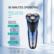 VGR Electric Shaver Professional Razor Waterproof Beard Trimmer Rotary 3D Floating Shaving Rechargeable Electric for Men V-306