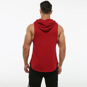 MRMT 2024 Brand New Cotton Men's T shirt Hooded Sleeveless T-shirt For Male Men Tank Tops Fitness Hoody T-shirts Curved Hem Vest