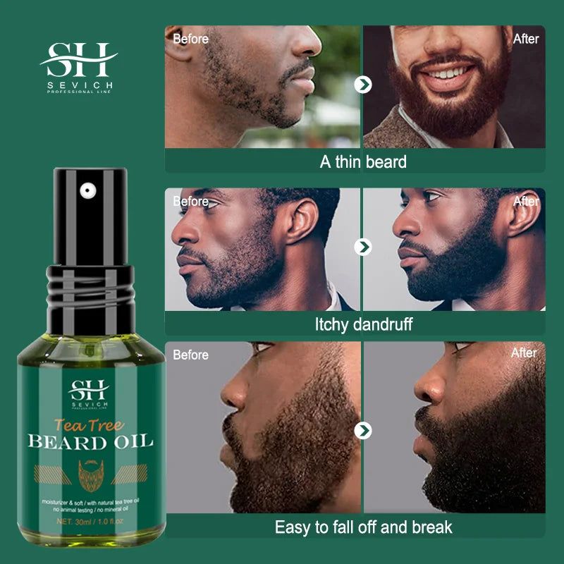 2023 Biotin Beard Oil For Men Natural Tea Tree Nourishing Regrowth Oil Anti Hair Loss Product Man Beard Hair Growth Essence Oil