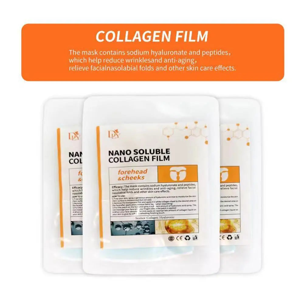 Collagen Film Paper Soluble Facial Mask Cloth Anti-Aging Soluble Water Face Filler Full Collagen Fiming Lifting Face Care 3/4pcs