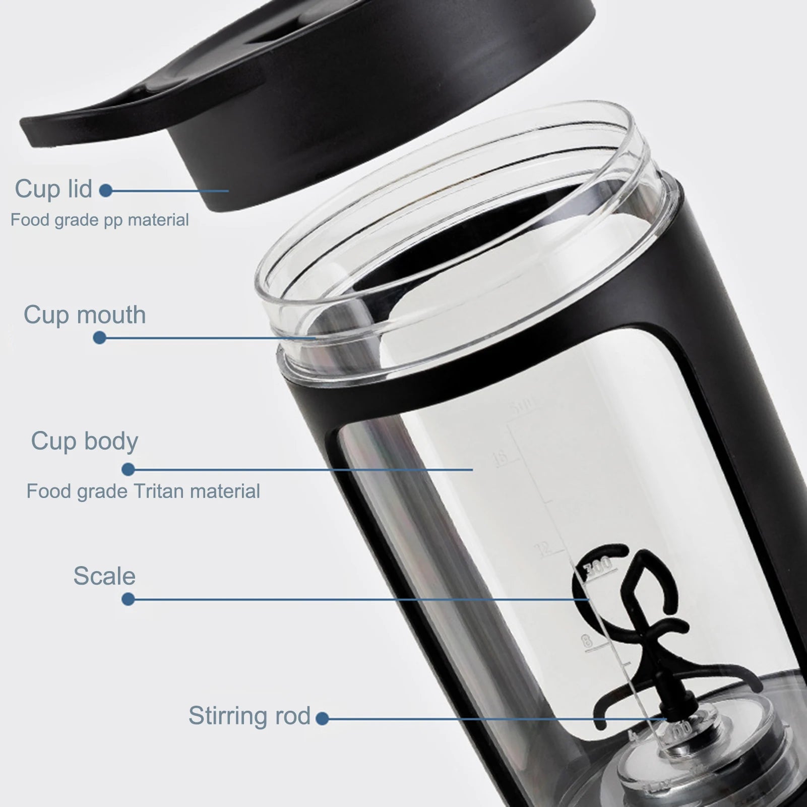 Mug Drink Bottle Electric Auto Stirring 650ml Electric Protein Shaker Cup Auto Shake Mixer Powder Blender