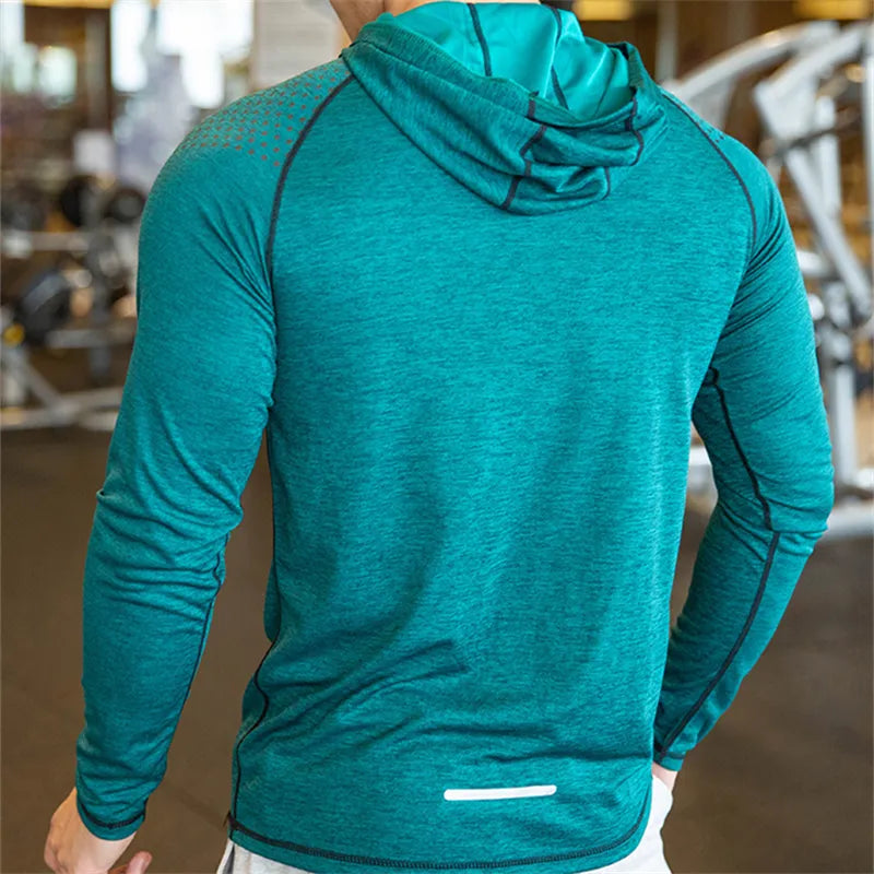 Men Hoodies Summer Running Fitness Casual Hooded Quick Dry Sweatshirts Solid Pullover Shirts with Hood Outdoor Gym Hoodie Man