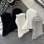 New 5 Pairs Cool Men Black White Warm Socks Set Autumn Winter Male Solid Color Sport Short Socks For Men Dropshipping