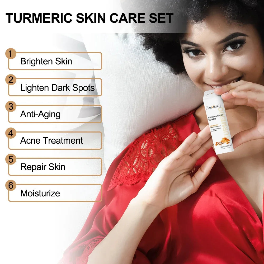 Turmeric Skin Care products Acne Dark Spot Remover Anti-Aging Anti Dullness Facial Serum Face Cream Cleanser Serum Oil Cosmetics