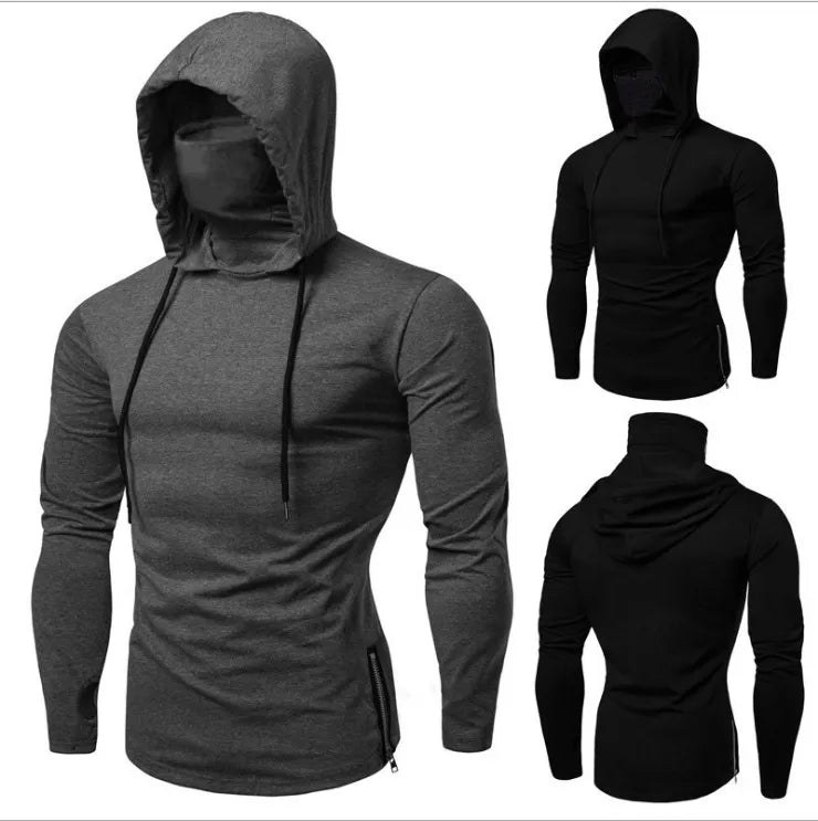 Factory Direct Sales Solid Color Autumn Leisure Fitness Sweatshirt Men's Thin Sweater Hooded Long-sleeved Hoodie