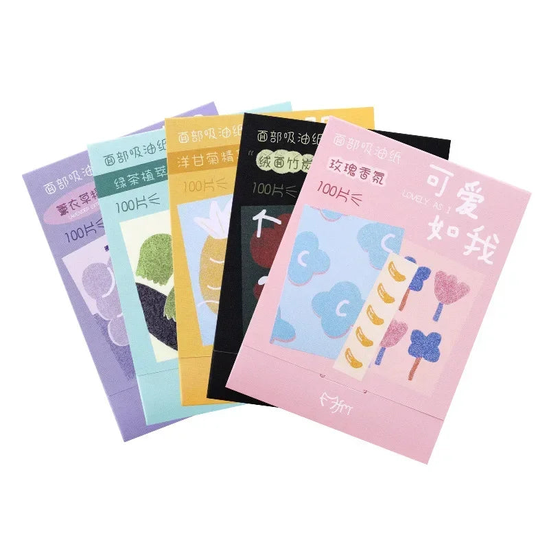 100pcs/set Facial Oil Blotting Paper Matte Face Wipes Oil Control Oil-absorbing Face Cleaning Beauty Makeup Tools Accessories