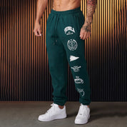 Jogger Men's Sweatpants American Style Men's Clothing Gym Sports Fitness Cotton Casual Pants Printed Mid Waist Drawstring Pants