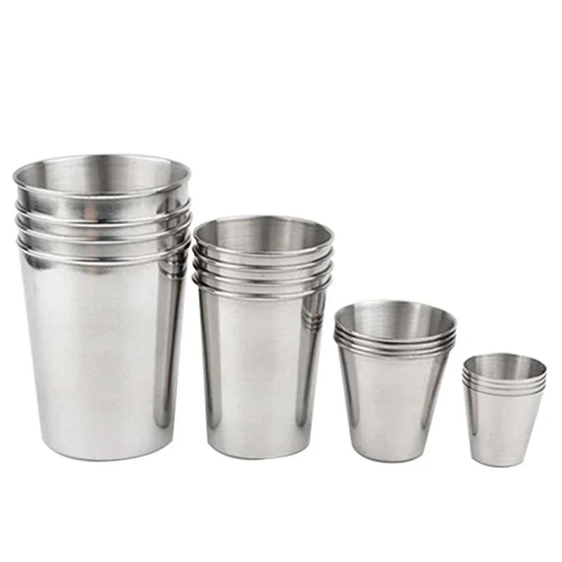 Stainless Steel Metal Cup Beer Cups White Wine Glass Coffee Tumbler Travel Camping Mugs Drinking Coffee Tea Mug Set Outdoor