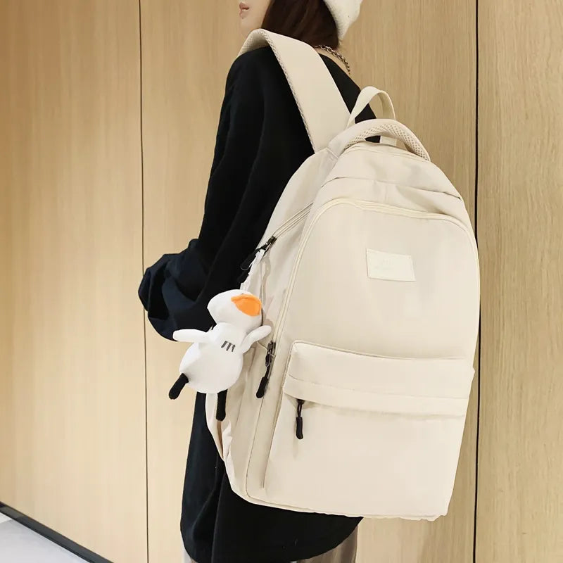 JOYPESSIE Waterproof Teenage Bookbag Nylon Rucksack Fashion Girl Backpack Women Shoulder Bag High School Schoolbag Black Mochila