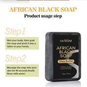 100g AFRICAN BLACK SOAP Shea Butter Bar Moisturizing Acne Treatment Cleanser for Clear Skin Care Deep Cleaning Glowing