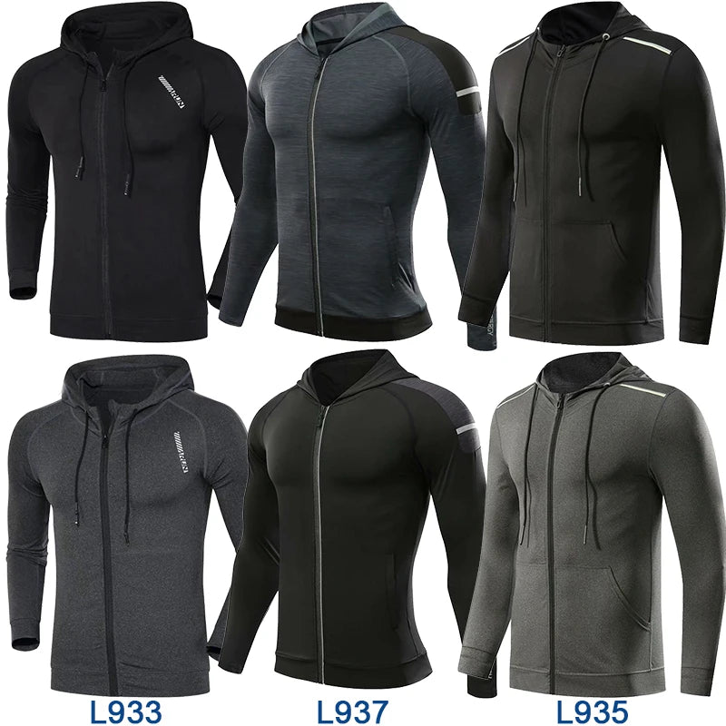 Men Brand Hoodies Gym Sport Running Training Fitness Bodybuilding Sweatshirt Outdoor Sportswear Male Hooded Jacket MMA Dry Fit