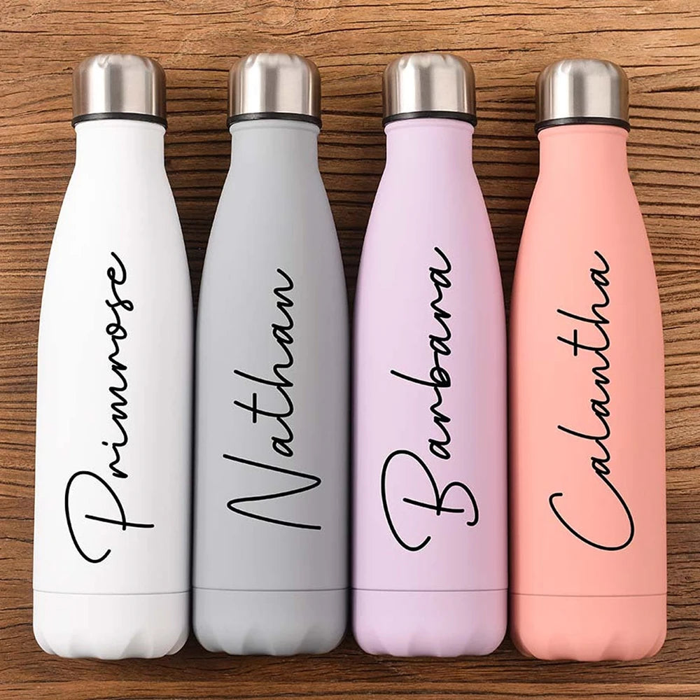 Personalized Water Bottle Custom Insulated Bottle Sports Water Bottle Hot Cold Thermos Wedding Gifts Bridesmaid Tumblers