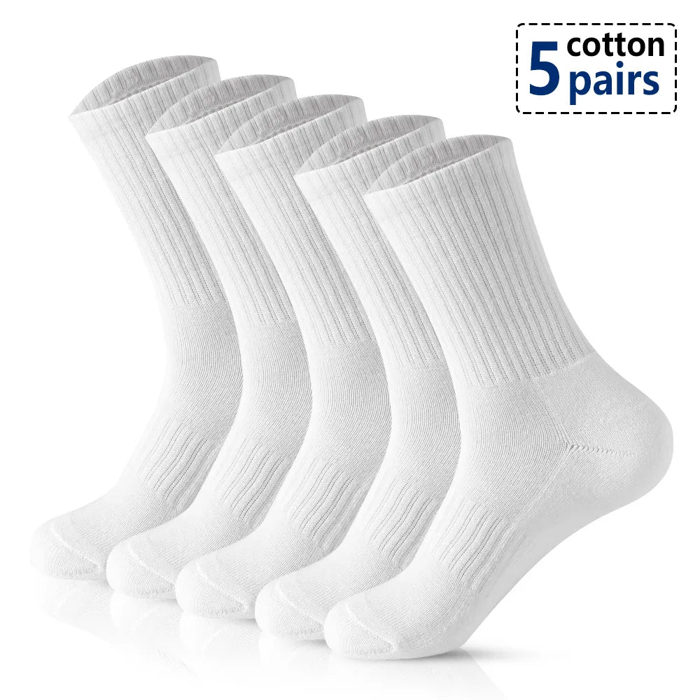 Men Socks Cotton Breathable Long Business Harajuku Socks Solid Gentleman Sox Sokken Outdoor Sports  5 Pairs/Lot Socks