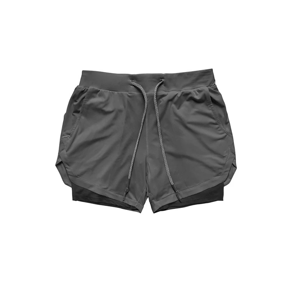 Gym Shorts Men Double-deck Workout Shorts 2 In 1 Quick Dry Workout Training Short Pants Fitness Sport Jogging Pants Running Shor