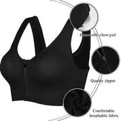 Women Zipper Push Up Sports Bra Vest Feamle Soft Underwear Shockproof Breathable Gym Fitness Bra Athletic Running Yoga Sport Top