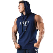 Summer Hooded Tank Tops Men Gym Fitness Bodybuilding Sport Sleeveless Hoodie Male Casual Cotton Stringer Singlet Vest Clothing