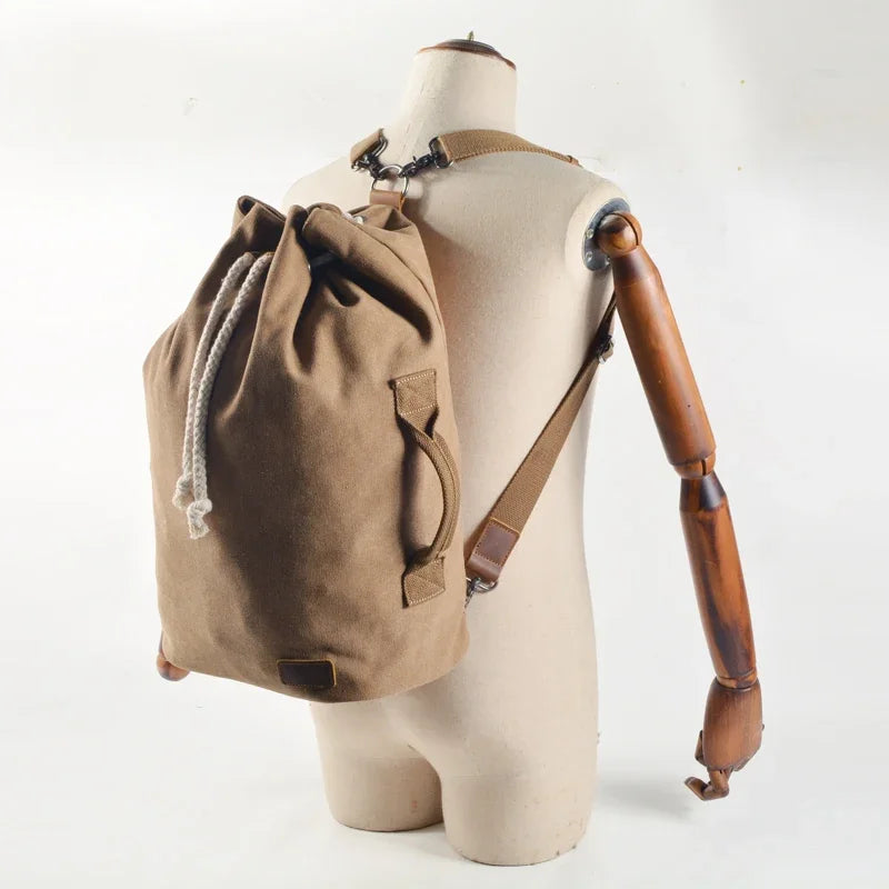 American Canvas Backpack Shoulder Bag yuan tong bao Vintage Bags Sports Gym Bag Travel Backpack Bucket Bag Men