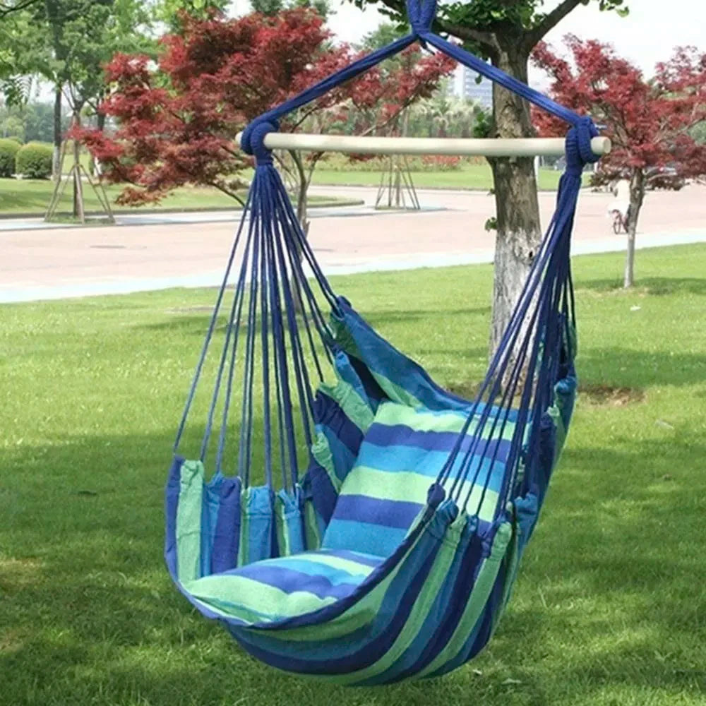 Hammock Camping Outdoor Furniture Hanging Rope Hammock Chair Swing Garden Hanging Hammock Swing Chair Lazy Bed With Pillow