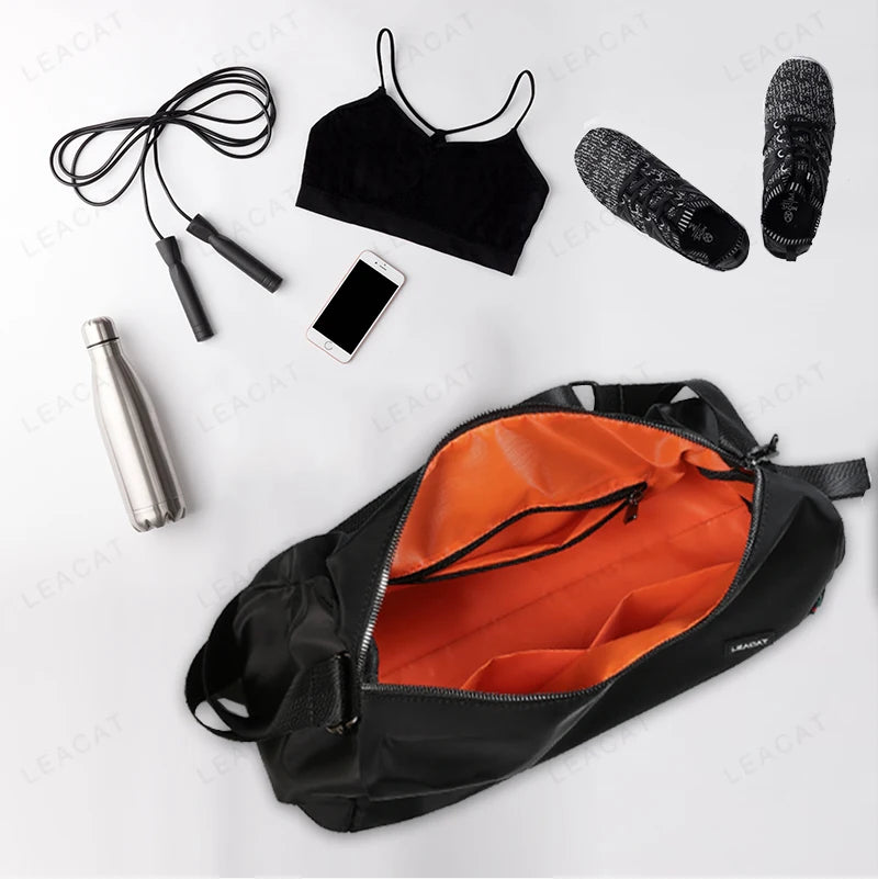 Leacat Men Gym bag Nylon waterproof Sports bag Training Tote bag large capacity Sling bag