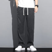 Summer Soft Lyocell Fabric Men's Jeans Thin Loose Straight Pants Drawstring Elastic Waist Korea Casual Trousers Plus Size M-5XL