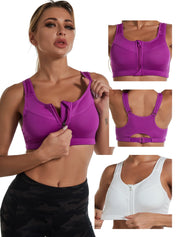 Women Front Zipper Sports Bra Plus size Shockproof Push Up Yoga Running Fitness Bralette Tank Women's Lingerie Underwear 5XL